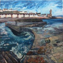 Susan Isaac - Rolling Waters at the Quayside, Porthleven